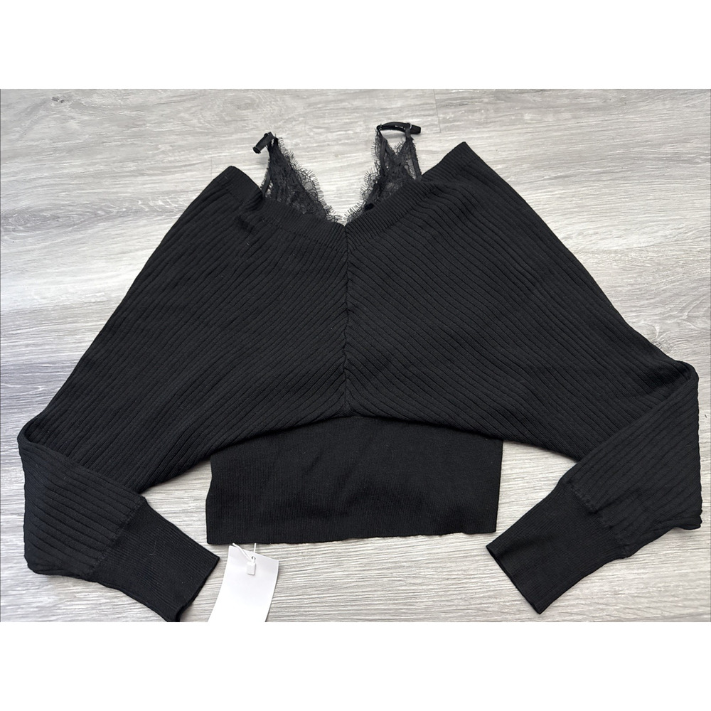 Urban Revivo Lace & Knitted Sweater, Black, Small - Picture 5 of 5
